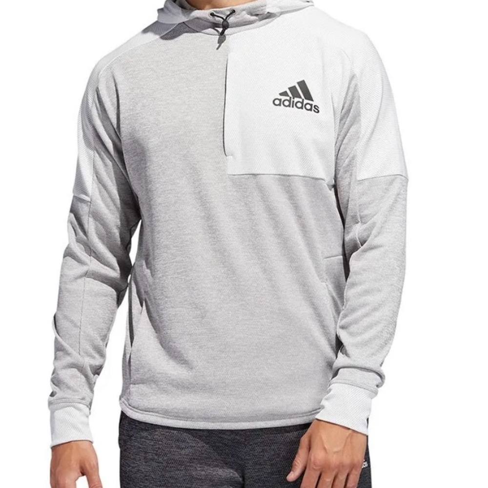 Adidas Gray Quarter-Zip Sweatshirt Athletic Fit